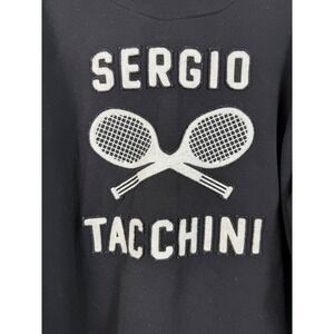 Sergio Tacchini 4XL Black Tennis Racket Graphic Full Zip Track Jacket Bomber